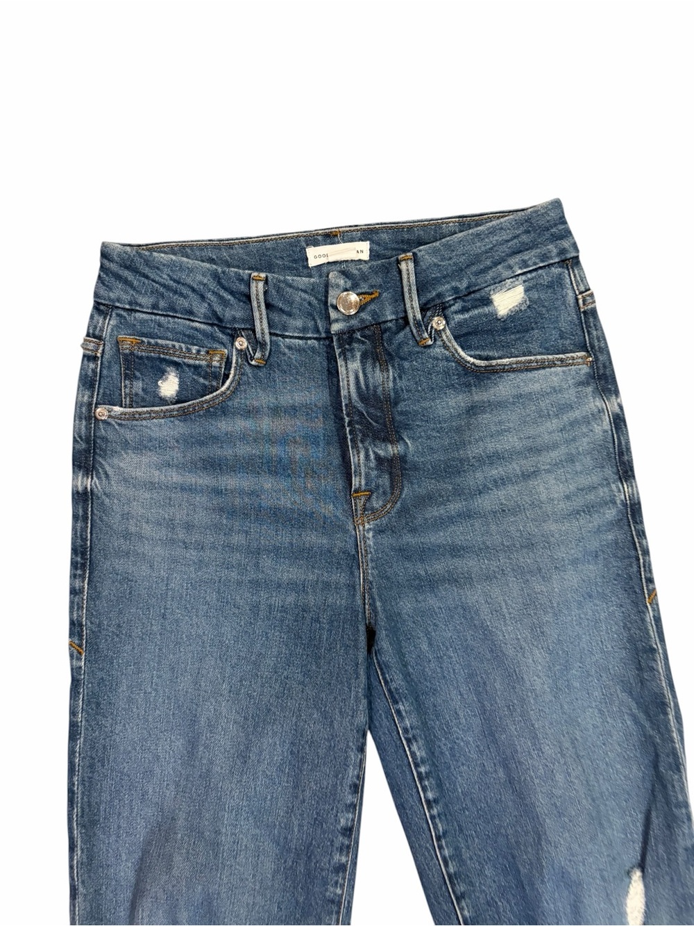GOOD AMERICAN Ripped Knee High Waist Jeans - Picture 3 of 6